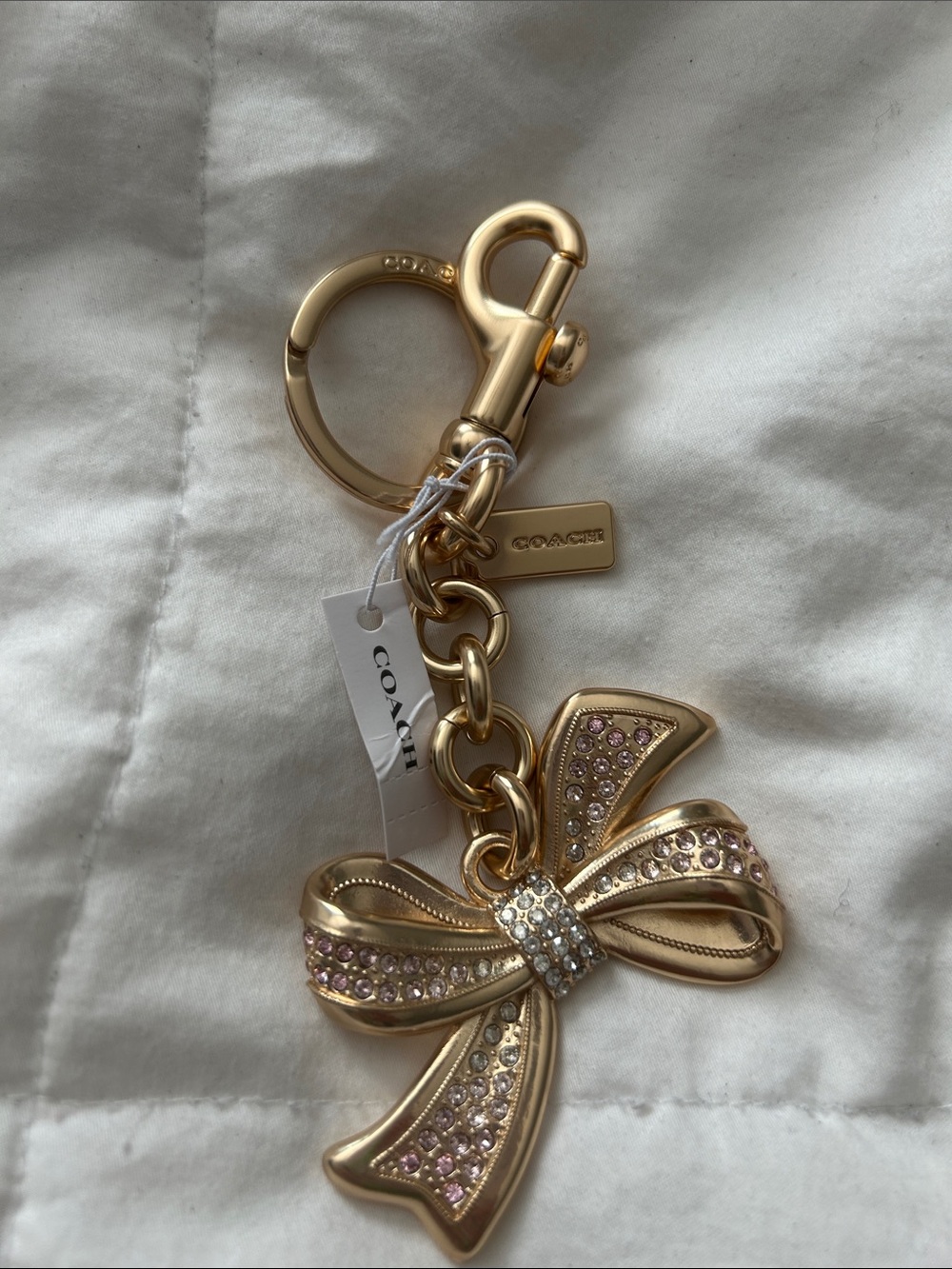 Reserved for msmith9790 Bow keychain with Pink and Clear Crystals